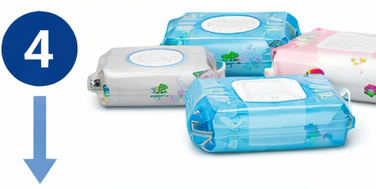 Verschiedene Verpackungsvarianten für Baby-Pflegetücher